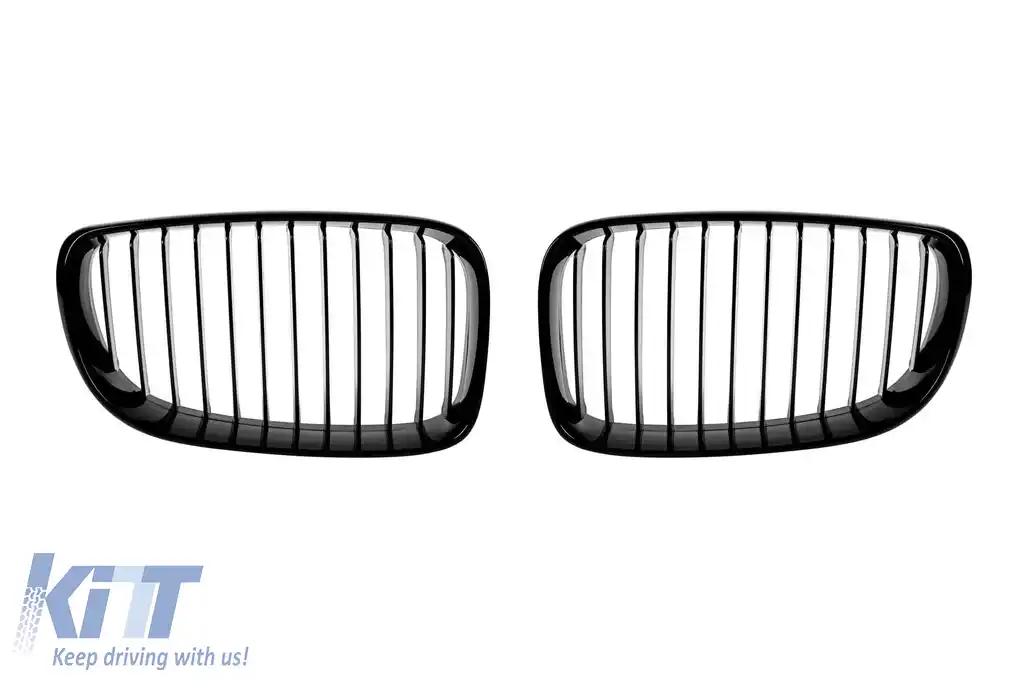 Grile rinichi cu nervuri unice vopsite în negru, potrivite pentru BMW Seria 1 E81, E82, E87, E88 2007-2011