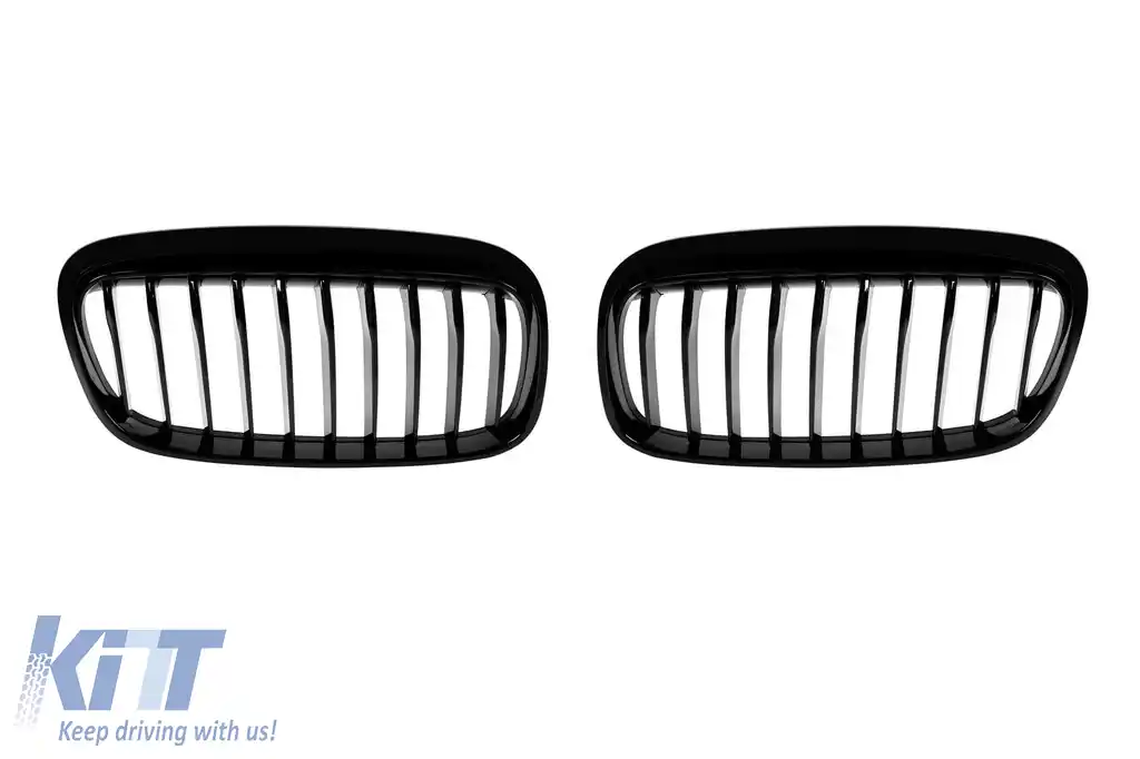 Grile rinichi negre potrivite pentru BMW Seria 2 F45, F46 după 2014 cu fante unice