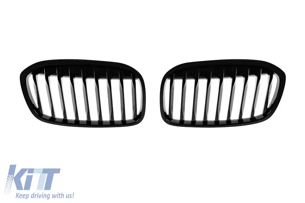 Grile rinichi negre potrivite pentru BMW Seria 2 F45, F46 2017-2019 cu fante unice