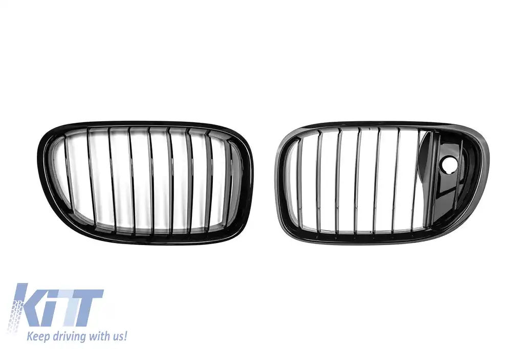 Grile rinichi negre potrivite pentru BMW Seria 7 F01 cu ampatament scurt, F02 cu ampatament lung 2008-2015 cu deschidere pentru cameră
