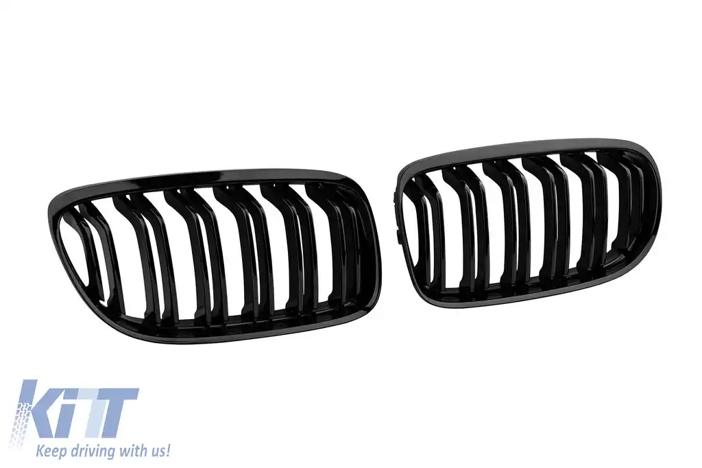 Grile rinichi negre tip M3 cu fante duble potrivite pentru BMW Seria 3 E90 sedan, E91 touring 2008-2012-image-6143311