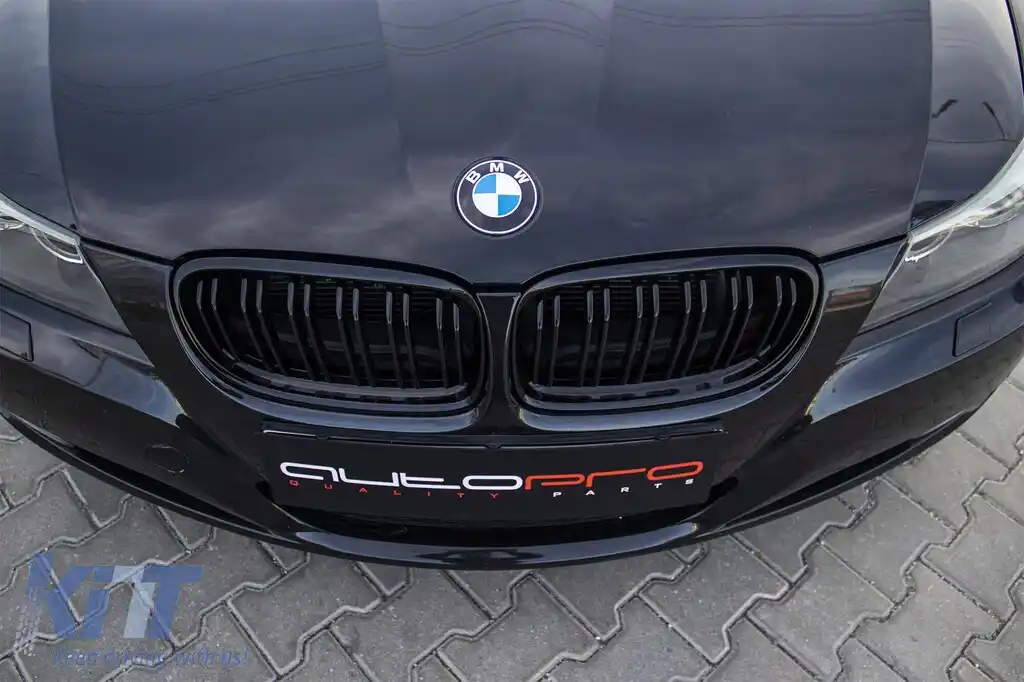 Grile rinichi negre tip M3 cu fante duble potrivite pentru BMW Seria 3 E90 sedan, E91 touring 2008-2012-image-6143317