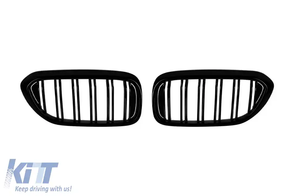 Grile rinichi tip M5 cu fante duble, vopsite în negru, potrivite pentru BMW Seria 5 G30 sedan, G31 touring 2017-2020