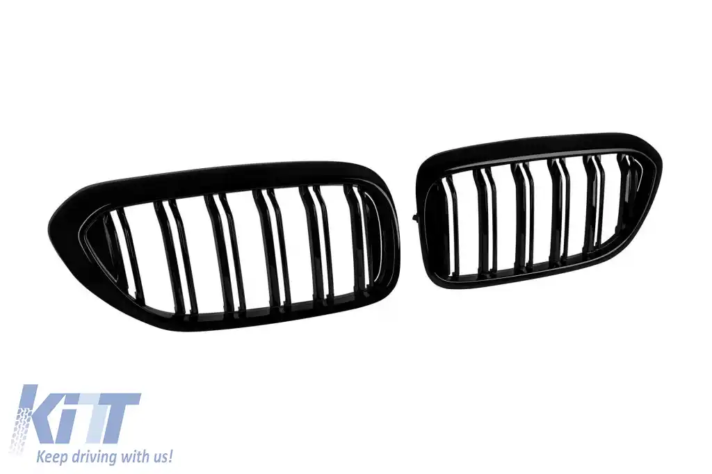 Grile rinichi tip M5 cu fante duble, vopsite în negru, potrivite pentru BMW Seria 5 G30 sedan, G31 touring 2017-2020-image-6265538