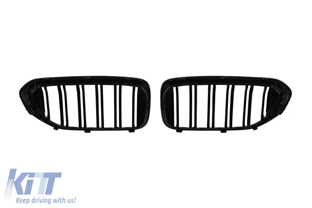 Grile rinichi tip M5 cu fante duble, vopsite în negru, potrivite pentru BMW Seria 5 G30 sedan, G31 touring 2017-2020-image-6265539