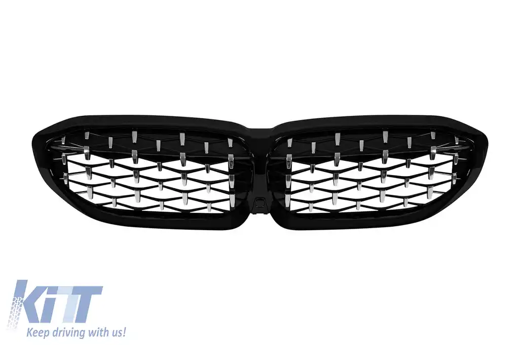 GRILE TIP DIAMANT CROM/NEGRU POTRIVITE PENTRU BMW SERIA 3 G20 SEDAN, G21 COMBI 2019-2022