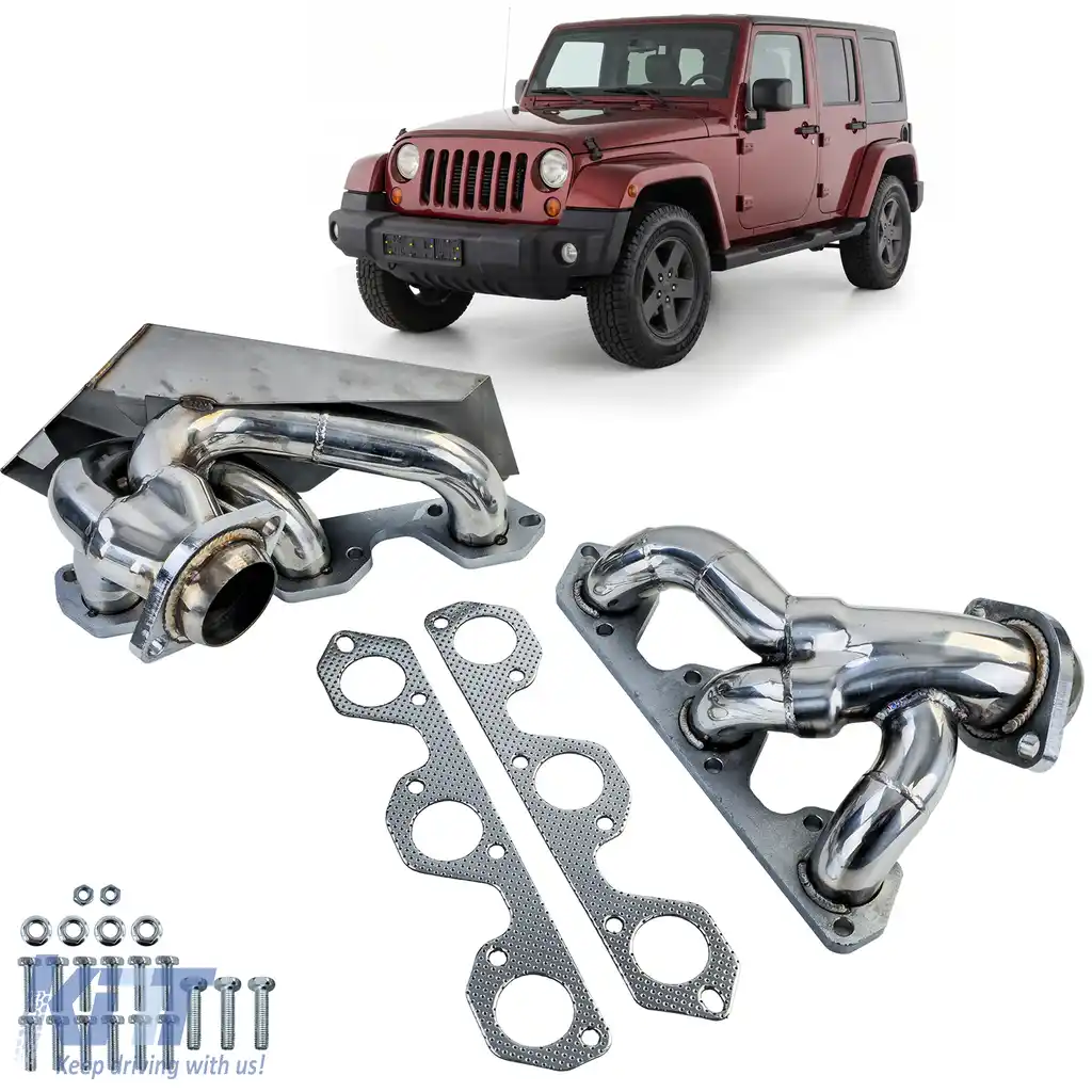 Header de performanță din oțel inoxidabil, lustruit, potrivit pentru Jeep Wrangler JK 2007-2011 3.8L