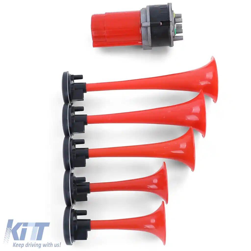 Horn de barcă cu 5 tonuri General Lee cu melodie, cu compresor, roșu, 118dB, 12 volți-image-6194889