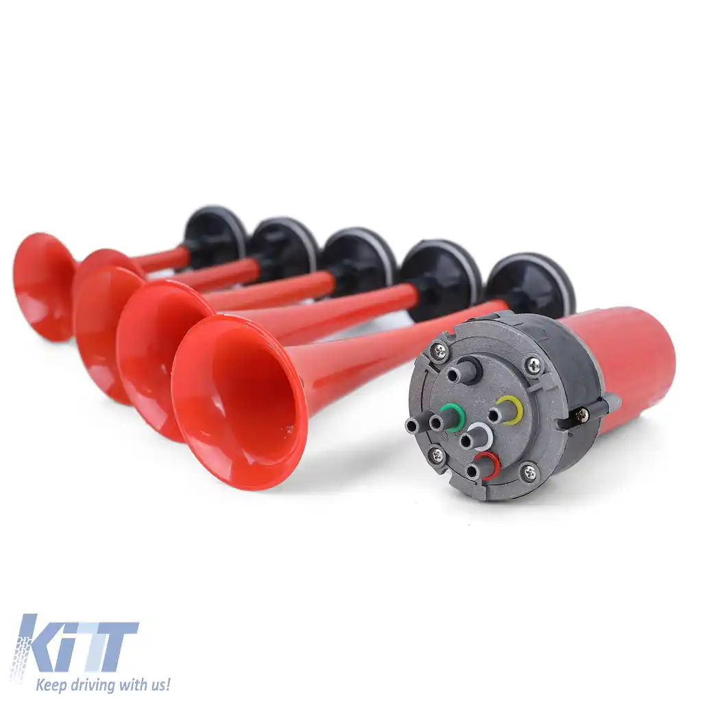 Horn de barcă cu 5 tonuri General Lee cu melodie, cu compresor, roșu, 118dB, 12 volți-image-6194890