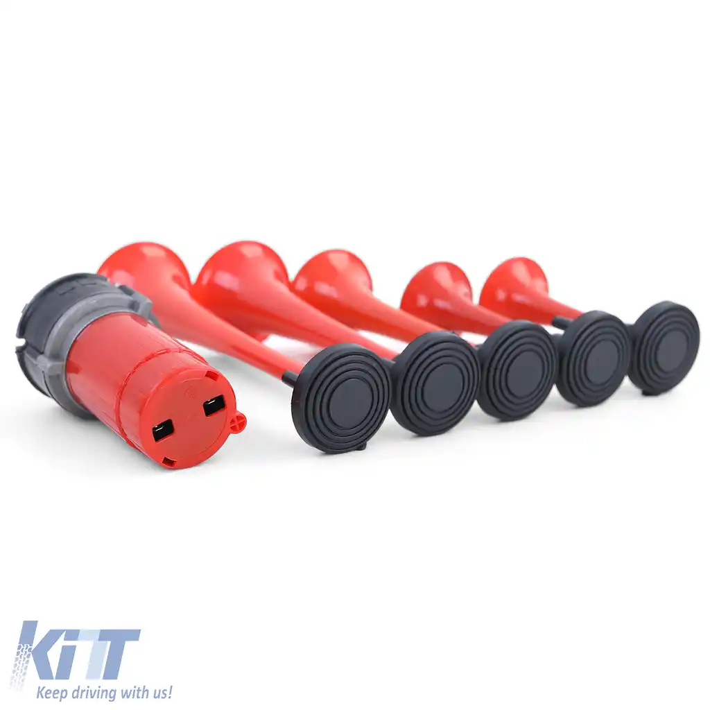 Horn de barcă cu 5 tonuri General Lee cu melodie, cu compresor, roșu, 118dB, 12 volți-image-6194891