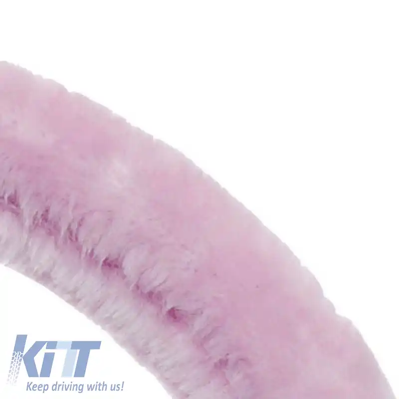 Husă volan ''Pinky'' Neagră cu Cusături Roz Medie 37-39cm 2505059-image-6296700