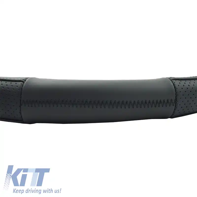 Husă volan PU Serius D Neagră cu cusături negre Mărime 38cm-image-6304121