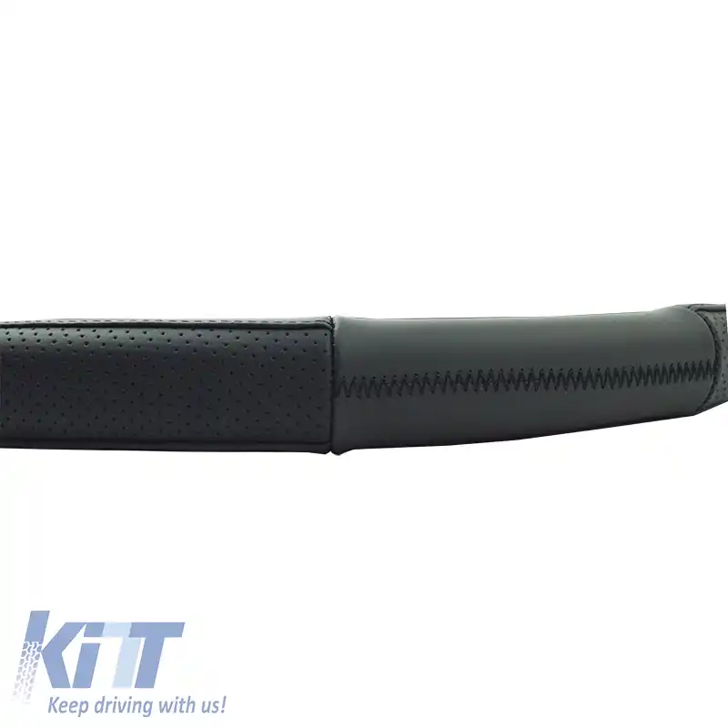 Husă volan PU Serius D Neagră cu cusături negre Mărime 38cm-image-6304122