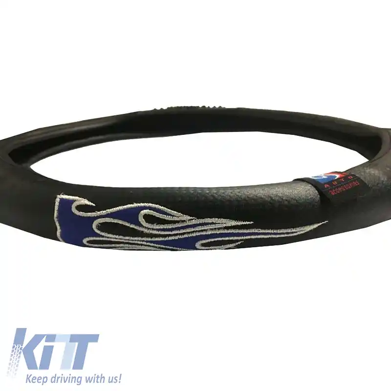 Husă volan PVC Flacără Albastră Medie 38cm-image-6294599