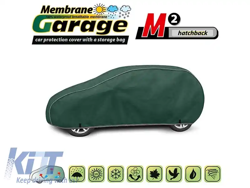 Husa Kegel seria Membrane Garage dimensiune M2 verde potrivită pentru hatchback 380-405x126-136cm