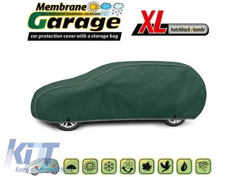 Husa Kegel seria Membrane Garage dimensiune XL verde potrivită pentru break/hatchback 455-485x126-136cm