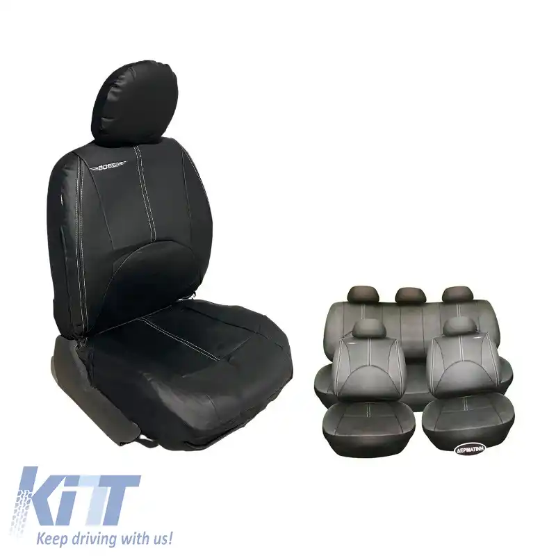 Huse de scaune Bossi Imperial Universale din piele Set Față / Spate 11 Piese Negru 6332-image-6310250