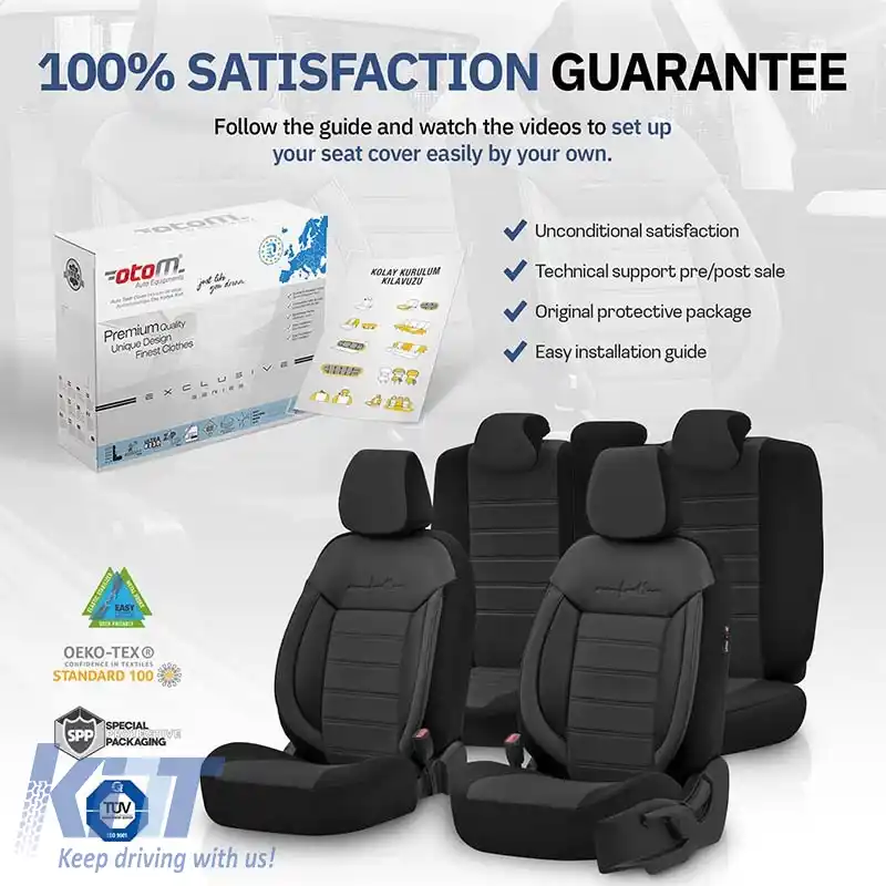 Huse de scaune Otom Comfortline Design Universal Sued / Rachel / Piele artificială Set față / spate 11 piese Negru CMF-209-image-6305344