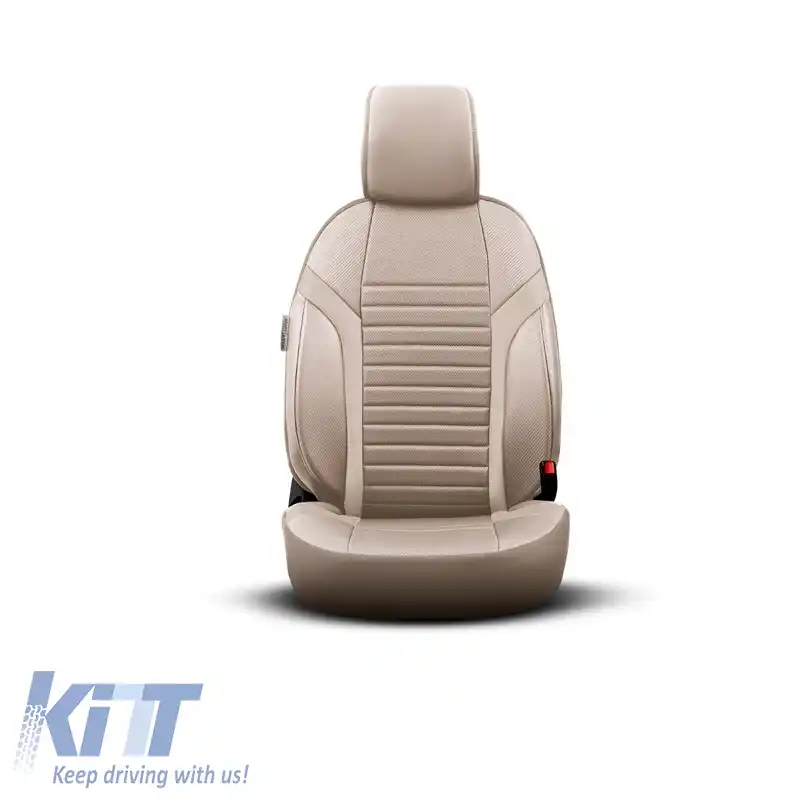 Huse de scaune Otom Coral Design Universale din Piele Artificială Set Complet Față / Spate 11 Piese Bej CRAL-102-image-6317634