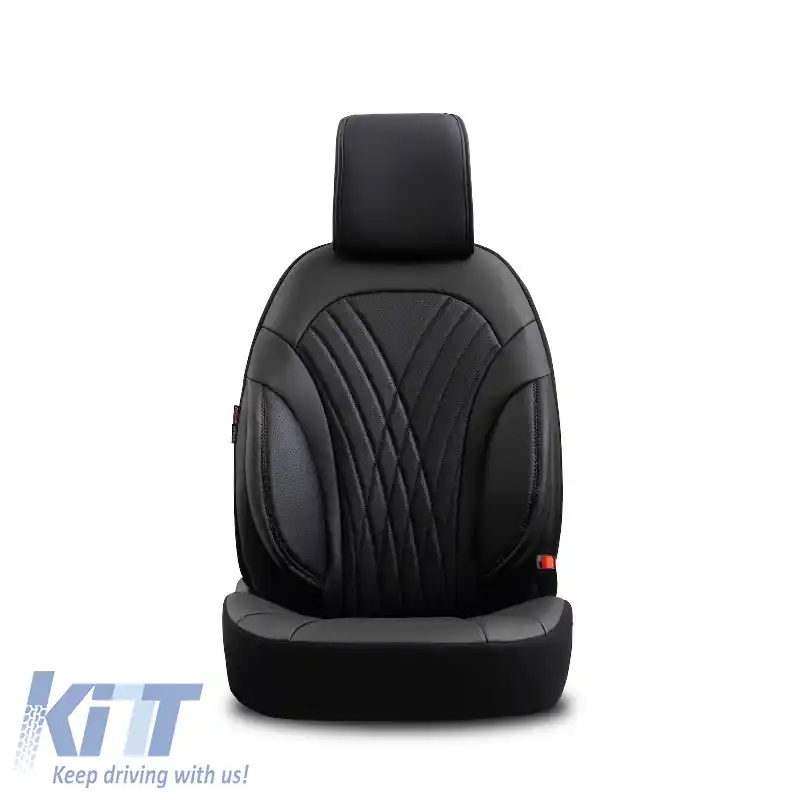 Huse de scaune Otom Design Progresiv Universal Piele Sintetică Completă Set Față / Spate 11 Piese Negru PRG-101-image-6316891