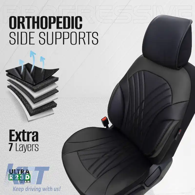 Huse de scaune Otom Design Progresiv Universal Piele Sintetică Completă Set Față / Spate 11 Piese Negru PRG-101-image-6316893