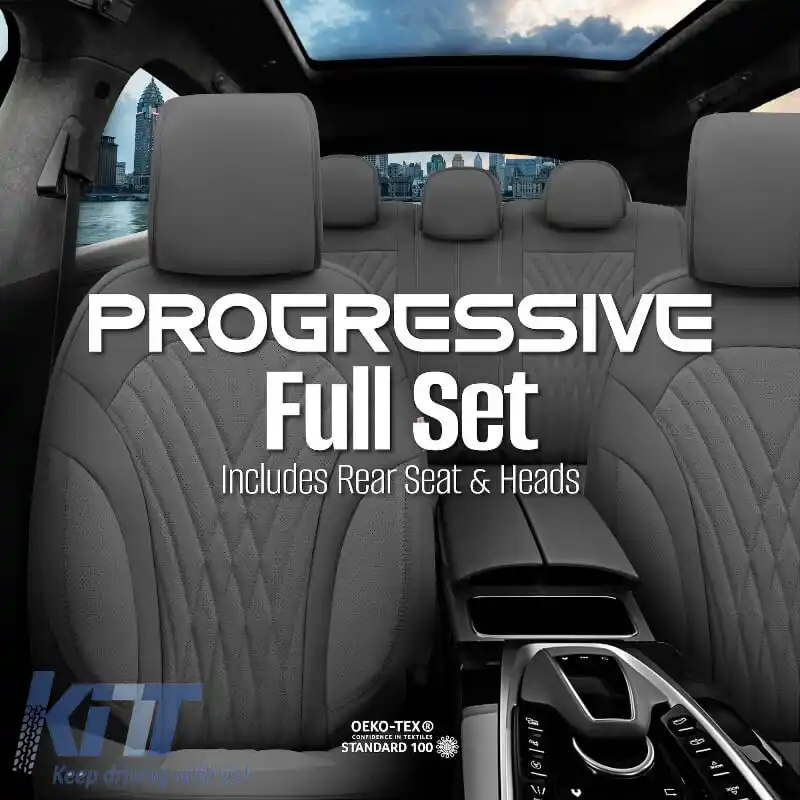Huse de scaune Otom Design Progresiv Universal Set complet din piele sintetică 11 piese Față / Spate Gri ΡRG-103-image-6316925