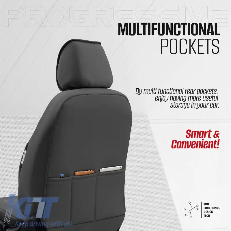 Huse de scaune Otom Design Progresiv Universal Set complet din piele sintetică 11 piese Față / Spate Gri ΡRG-103-image-6316930