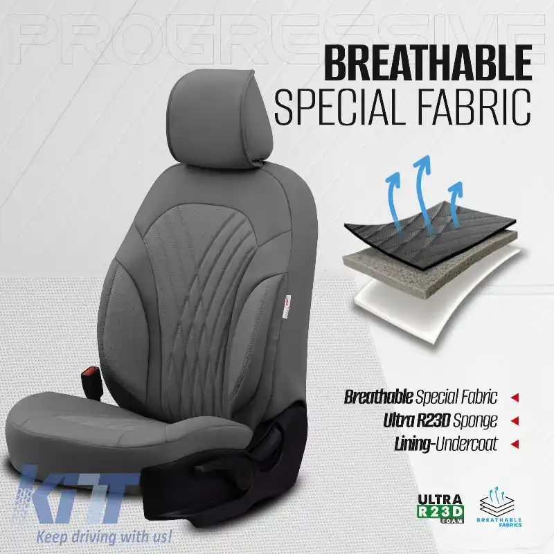 Huse de scaune Otom Design Progresiv Universal Set complet din piele sintetică 11 piese Față / Spate Gri ΡRG-103-image-6316931