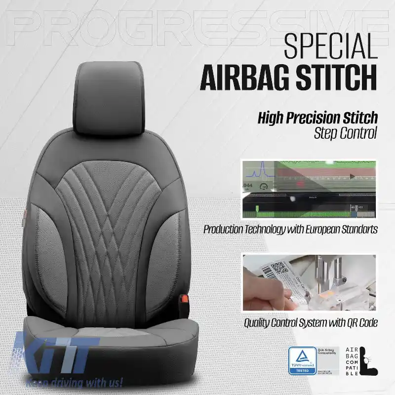Huse de scaune Otom Design Progresiv Universal Set complet din piele sintetică 11 piese Față / Spate Gri ΡRG-103-image-6316933