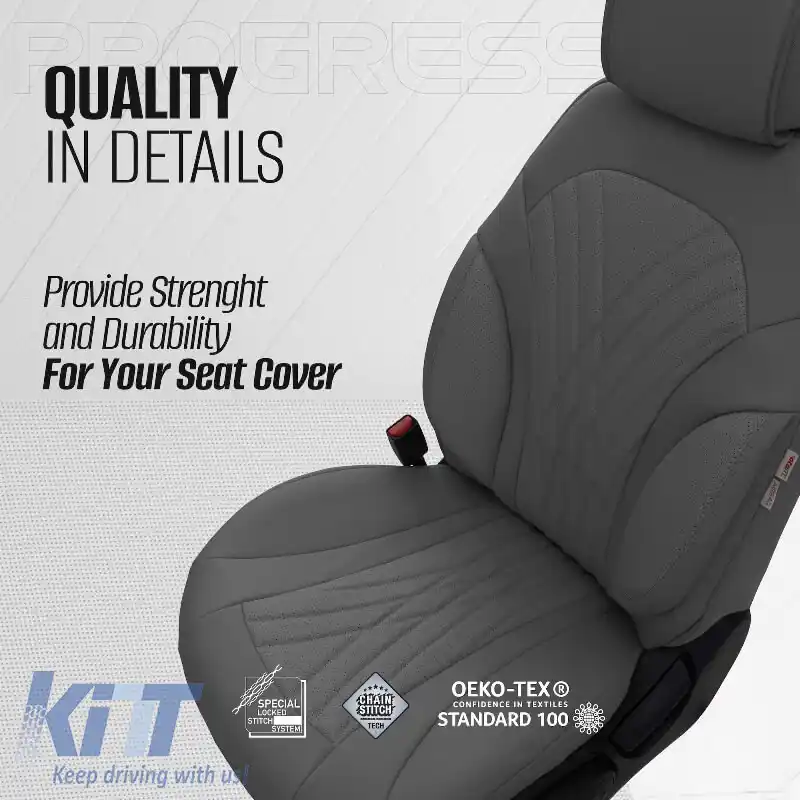 Huse de scaune Otom Design Progresiv Universal Piele Sintetică Completă Set Față / Spate 11 Piese Gri ΡRG-103-image-6317716