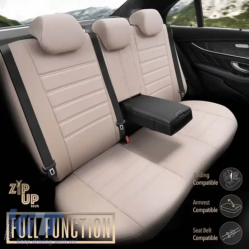 Huse de scaune Otom Inspire Design Universale din Piele Artificială Set Complet Față / Spate 11 Piese Bej INS-3509-image-6309001