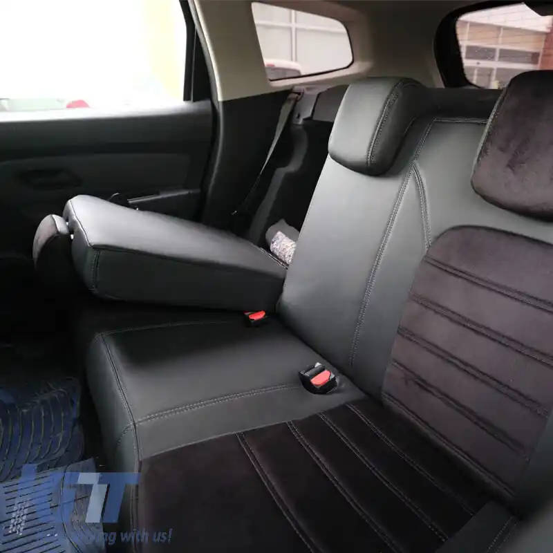 Huse de scaune Otom Personalizate Potrivit pentru Dacia Duster 2018-2021 Sued / Rachel / Piele Artificială Set Față / Spate 15 Piese Negru 34015_ONKY_LD-image-6314184