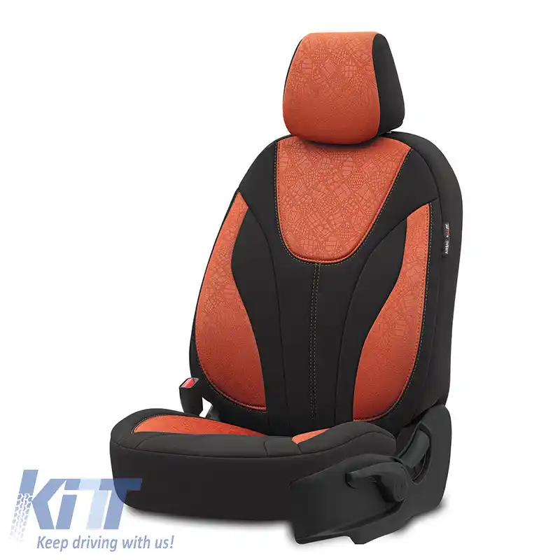 Huse de scaune Otom Ruby Design Universal Bumbac Rachel Set Față / Spate 11 Piese Negru / Terracota RBY-1204-image-6307631