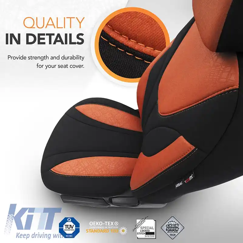 Huse de scaune Otom Ruby Design Universal Bumbac Rachel Set Față / Spate 11 Piese Negru / Terracota RBY-1204-image-6307636