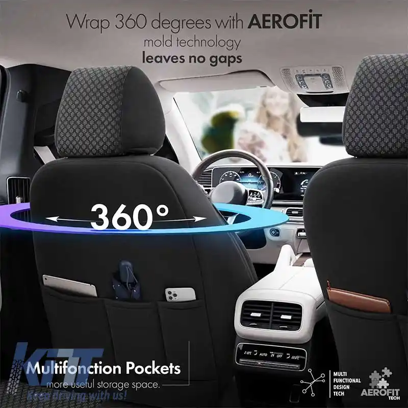 Huse de scaune Otom Sport Plus Design Universal Bumbac / Rachel / Piele Artificială Set Față / Spate 11 Piese Negru Cu Cusături Roșii SPTPLS-102-image-6305289