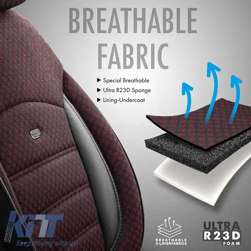 Huse de scaune Otom Sport Plus Design Universal Bumbac / Rachel / Piele Artificială Set Față / Spate 11 Piese Roșu Închis SPTPLS-103-image-6308190