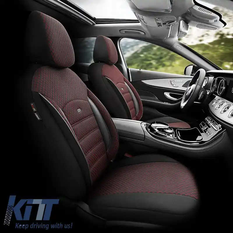 Huse de scaune Otom Sport Plus Design Universal Bumbac / Rachel / Piele Artificială Set Față / Spate 11 Piese Roșu Închis SPTPLS-103-image-6309247