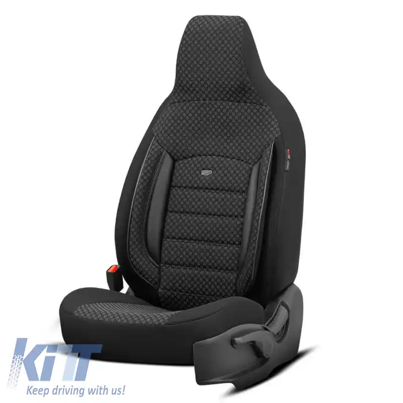 Huse de scaune Otom Sport Plus Design Urban Universal Bumbac / Rachel / Piele Artificială Set Față / Spate 11 Piese Negru SPTPLS-101CTY-image-6315053