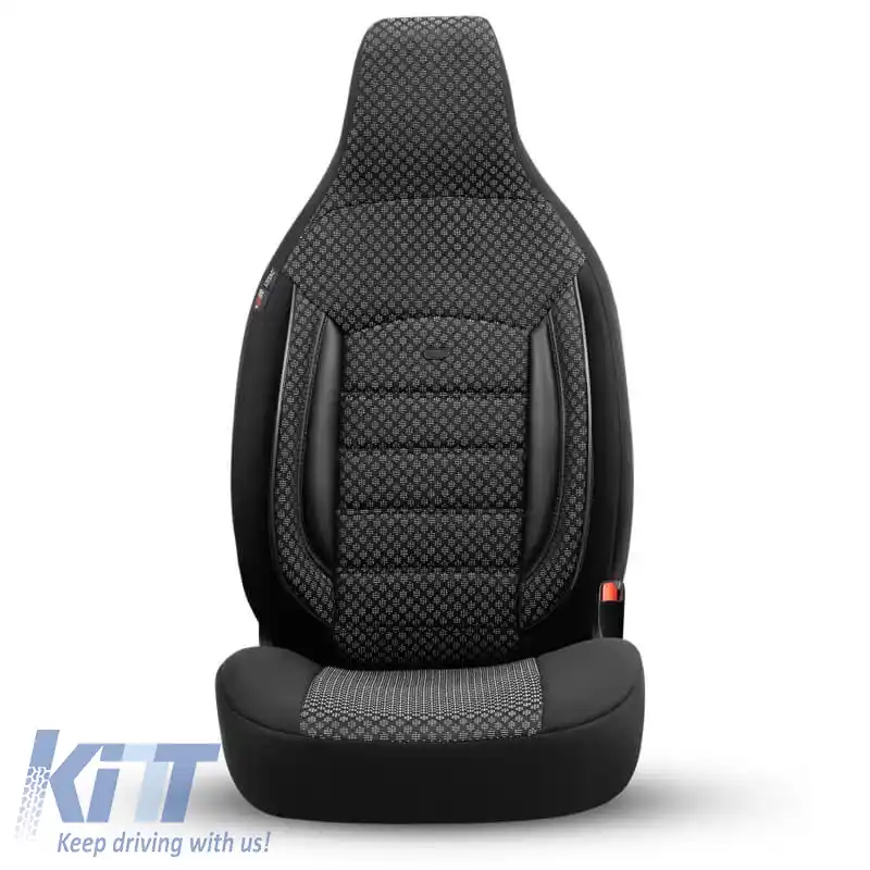 Huse de scaune Otom Sport Plus Design Urban Universal Bumbac / Rachel / Piele Artificială Set Față / Spate 11 Piese Negru SPTPLS-101CTY-image-6315054