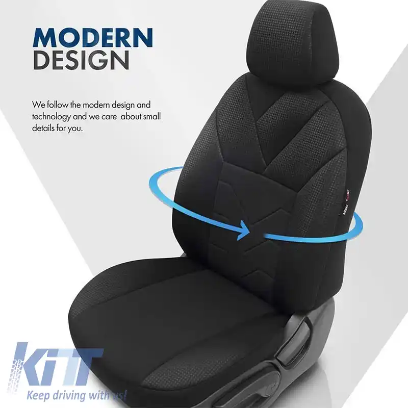 Huse de scaune Otom Tempo Design Universal Bumbac Rachel Set Față / Spate 11 Piese Negru TMP-1501-image-6305221