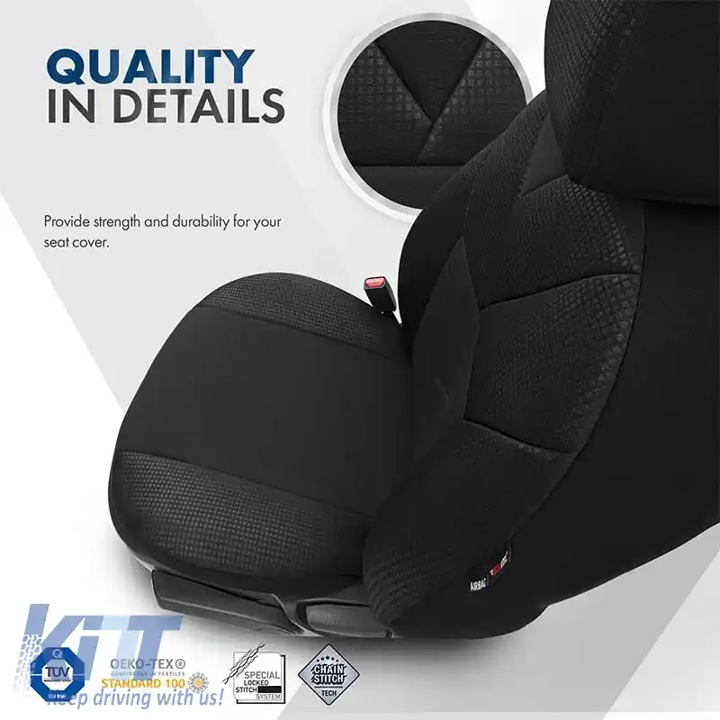 Huse de scaune Otom Tempo Design Universal Bumbac Rachel Set Față / Spate 11 Piese Negru TMP-1501-image-6305222