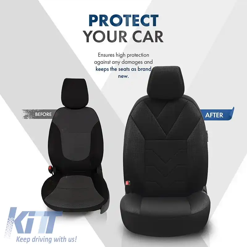 Huse de scaune Otom Tempo Design Universal Bumbac Rachel Set Față / Spate 11 Piese Negru TMP-1501-image-6305224