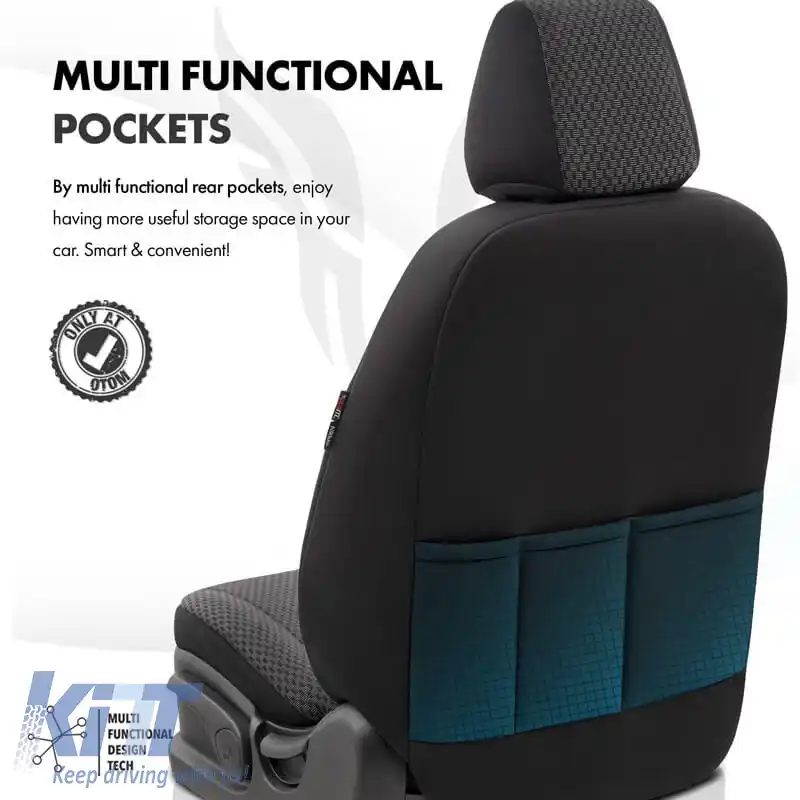 Huse de scaune Otom Toro Design Universal Bumbac / Piele Artificială Set Față / Spate 11 Piese Negru / Gri ΤRΟ-902-image-6316667