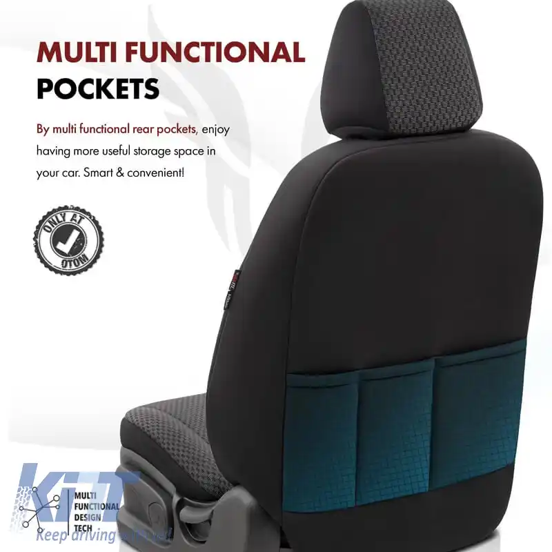 Huse de scaune Otom Toro Design Universal Bumbac / Piele Artificială Set Față / Spate 11 Piese Negru / Roșu ΤRΟ-901-image-6316703