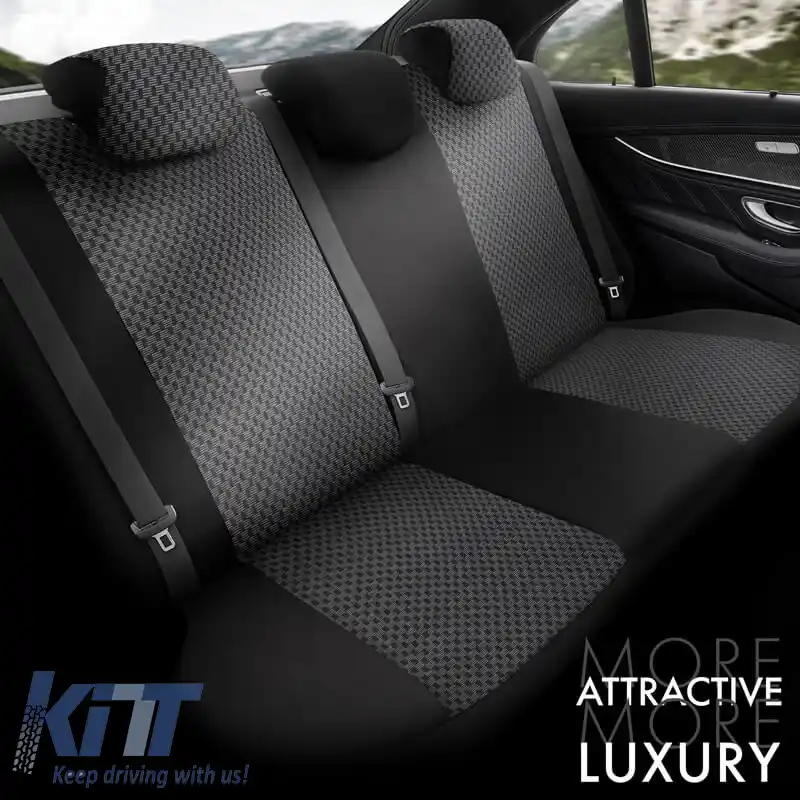 Huse de scaune Otom Toro Design Universal Bumbac / Piele Artificială Set Față / Spate 11 Piese Negru / Gri ΤRΟ-902-image-6317499