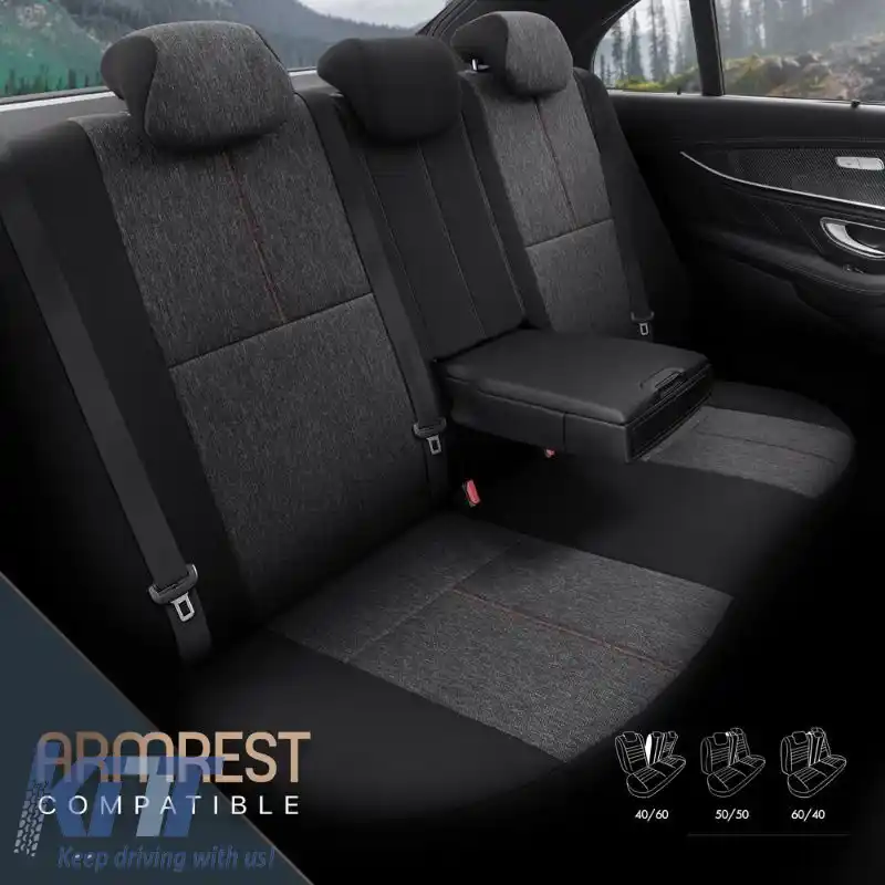 Huse de scaune Otom Voyager Universale In / Rachel / Piele artificială Set față / spate 13 piese Negru / Roșu VYG-104-image-6310893