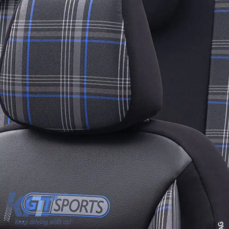 Huse de scaune potrivite pentru Otom GTI Design Sport Universal Jacquard / Lacost / Piele Artificială Set Față / Spate 11 Piese Negru - Albastru GTI-803-image-6305359
