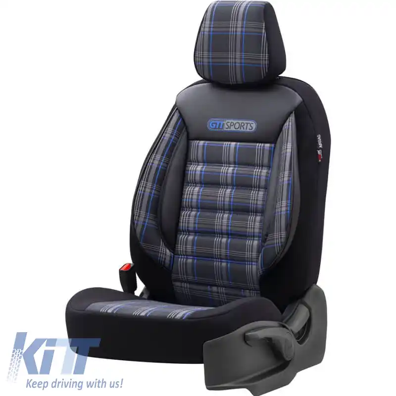 Huse de scaune potrivite pentru Otom GTI Design Sport Universal Jacquard / Lacost / Piele Artificială Set Față / Spate 11 Piese Negru - Albastru GTI-803-image-6305361
