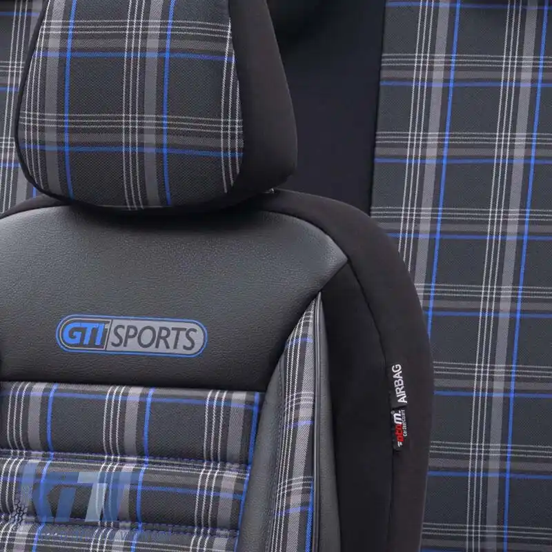 Huse de scaune potrivite pentru Otom GTI Design Sport Universal Jacquard / Lacost / Piele Artificială Set Față / Spate 11 Piese Negru - Albastru GTI-803-image-6305362