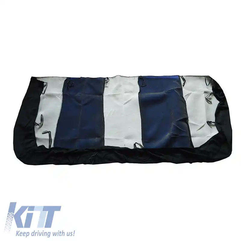 Huse de scaune Smart Style Negru-Albastru Set Față-Spate 8 Piese-image-6304245